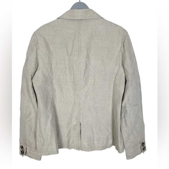 L.L. bean linen blazer size 14 oatmeal color - Picture 2 of 11